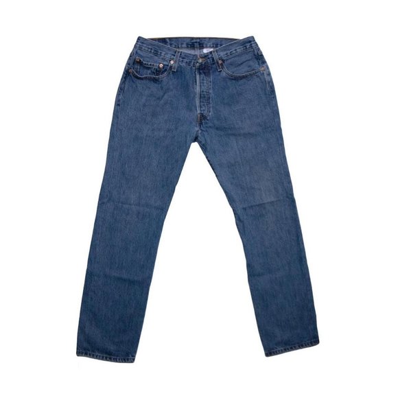 Levis 501 Red Tab Medium Wash Highwaisted Jeans Tapered - Picture 1 of 4